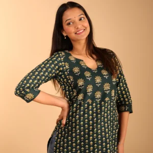 Multi-Patched Styled Green Kurti