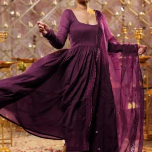 Purple Anarkali (3-piece Set)
